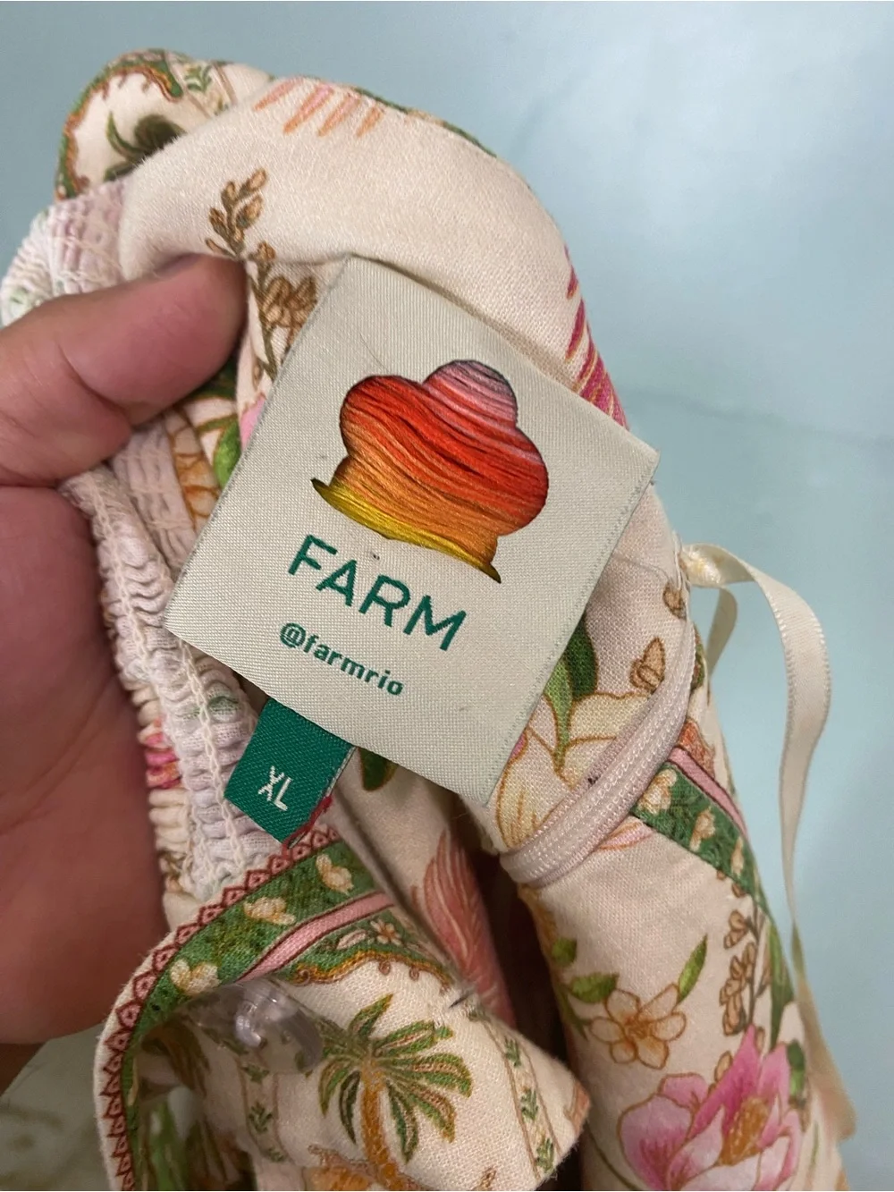 Farm Rio Palm Dream Strappy Jumpsuit Floral Linen Blend XL